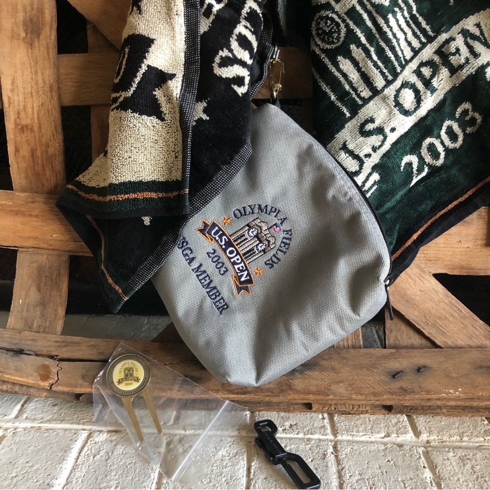 USGA 2003 US Open Zippered Canvas Bag, clip, towel divot repair tool New #506-24